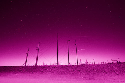 Powerlines Among The Night Stars (Pink Shade Photo)