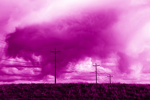 Rainstorm Clouds Twirl Beyond Powerlines (Pink Shade)