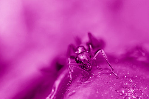 Snarling Carpenter Ant Guarding Sugary Treat (Pink Shade Photo)