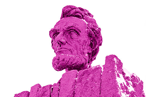 Snow Covering Presidents Statue (Pink Shade Photo)