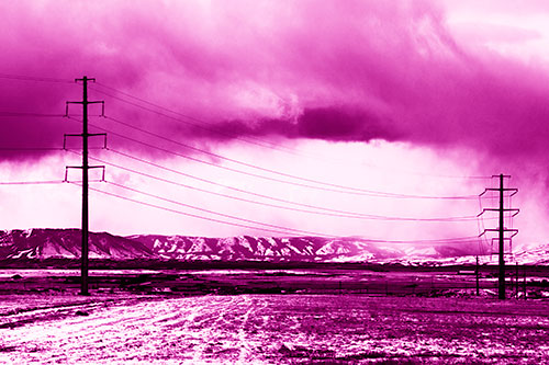 Snowstorm Brews Beyond Powerlines (Pink Shade Photo)