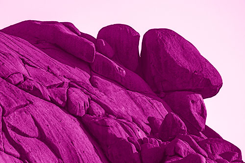 Sunlight Casting Shadows On Mountain Of Rocks (Pink Shade Photo)