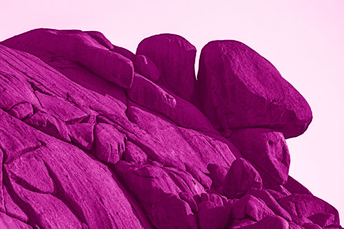 Sunlight Casting Shadows On Mountain Of Rocks (Pink Shade)
