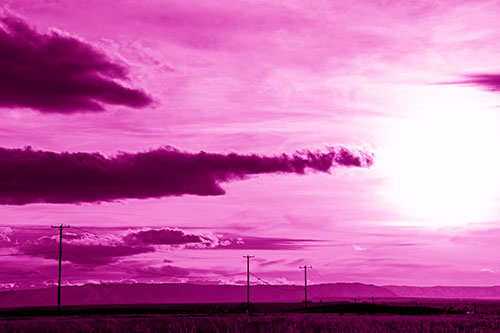 Sunsetting Beyond Powerline Mountain Range (Pink Shade Photo)