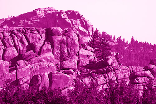 Two Towering Rock Formation Mountains (Pink Shade Photo)