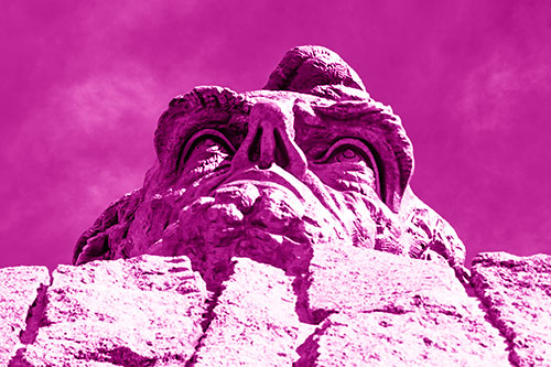 Vertical Upwards View Of Presidents Statue Head (Pink Shade Photo)