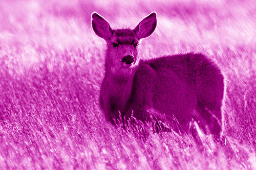 White Tailed Deer Leg Deep Among Grass (Pink Shade Photo)