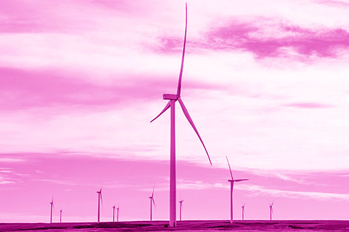 Wind Turbine Standing Tall Among The Rest (Pink Shade Photo)