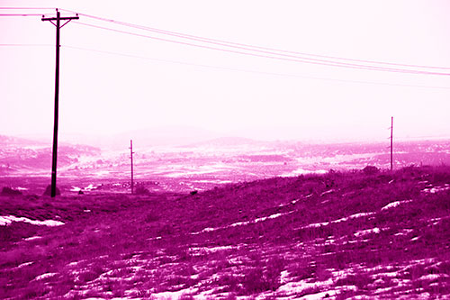 Winter Snowstorm Approaching Powerlines (Pink Shade Photo)