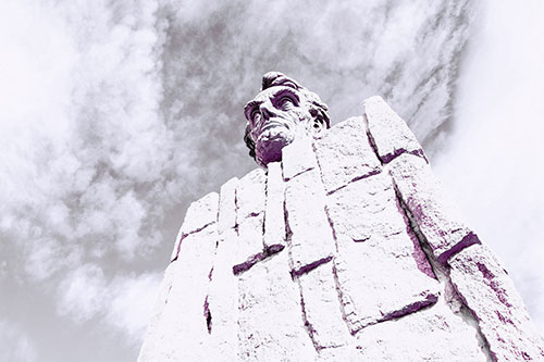 Cloud Mass Above Presidential Statue (Pink Tint Photo)