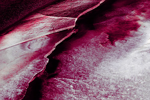 Cracking Blood Frozen Ice River (Pink Tint Photo)