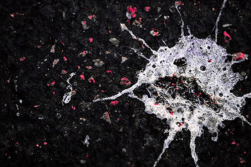 Distressed Bird Excrement Face Splattered Among Pavement (Pink Tint)