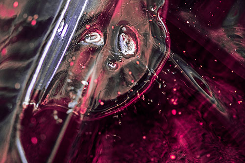 Frozen Unhappy Frowning Distorted River Ice Face (Pink Tint)