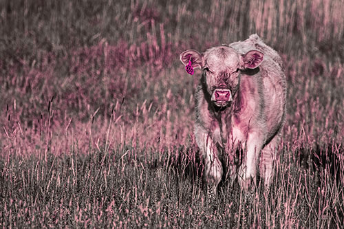 Grass Chewing Cow Spots Intruder (Pink Tint Photo)