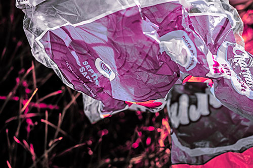 Growling Plastic Charmin Bag Among Grass (Pink Tint)