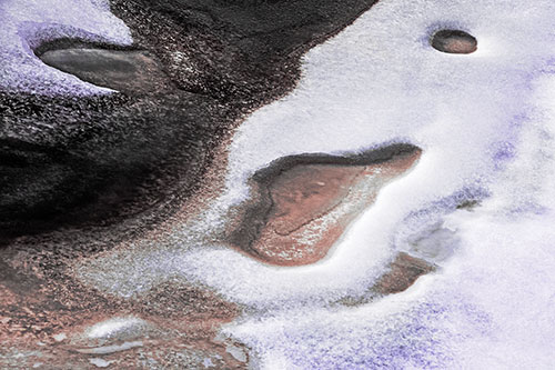 Joyful Ice Face Frozen Atop River (Pink Tint)