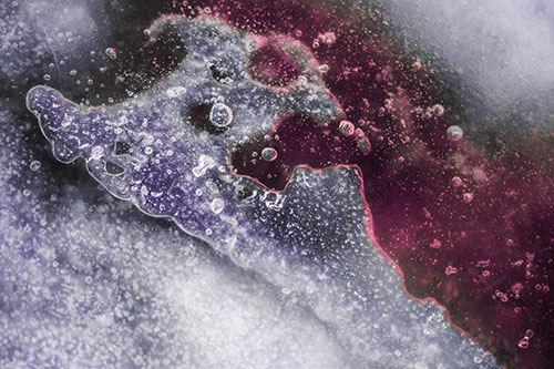 Screaming Submerged Bubble Face Creature Among Icy River (Pink Tint)