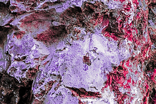 Shut Eyed Rock Face Decomposing (Pink Tint Photo)