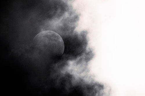 Smearing Mist Clouds Consume Moon (Pink Tint Photo)