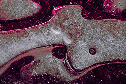 Swirling Frozen Smiling Bubble Eyed River Ice Face (Pink Tint)