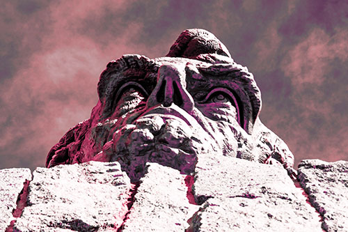 Vertical Upwards View Of Presidents Statue Head (Pink Tint Photo)