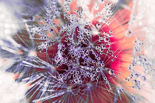 Water Dew Bubbles Among Dandelion Fluff (Pink Tint)