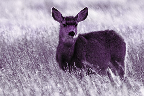 White Tailed Deer Leg Deep Among Grass (Pink Tint Photo)