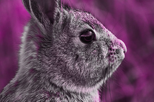 Alert Bunny Rabbit Detects Noise (Pink Tone Photo)