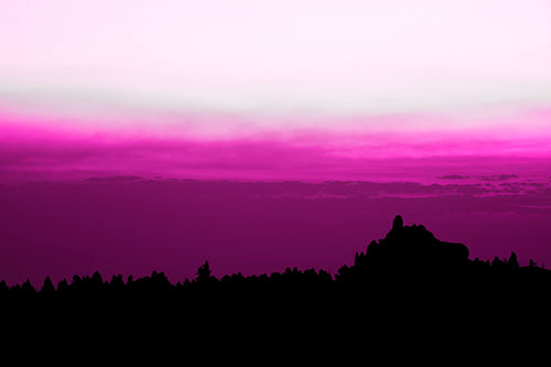Blood Cloud Sunrise Behind Mountain Range Silhouette (Pink Tone)