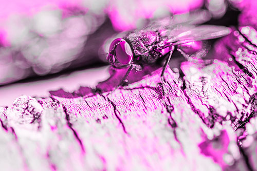 Blow Fly Standing Atop Broken Tree Branch (Pink Tone Photo)