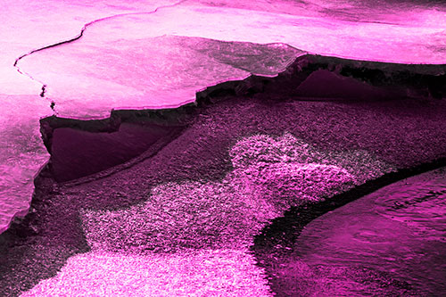 Cracked Ice Frozen Shoreline Melting (Pink Tone)
