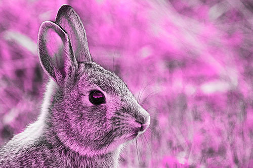 Curious Bunny Rabbit Looking Sideways (Pink Tone Photo)