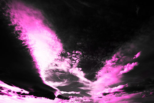 Curving Black Charred Sunset Clouds (Pink Tone Photo)