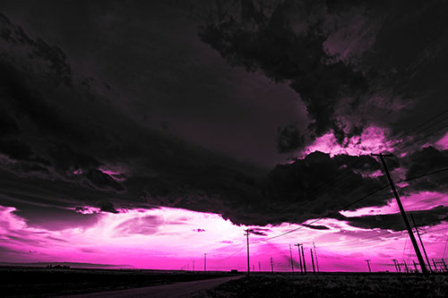 Dark Cloud Powerline Sunset (Pink Tone Photo)