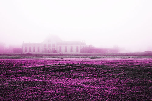 Dense Fog Consumes Distant Historic State Penitentiary (Pink Tone Photo)
