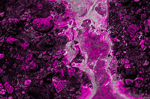 Distorted Oil Face Smearing Among Rocky Shore (Pink Tone)
