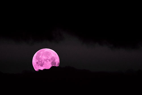 Easter Morning Moon Peeking Through Clouds (Pink Tone Photo)