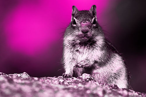 Eye Contact With Wild Ground Squirrel (Pink Tone Photo)