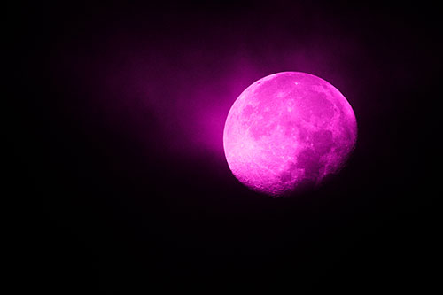 Fireball Moon Setting After Sunrise (Pink Tone Photo)