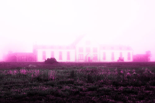 Fog Engulfs Historic State Penitentiary (Pink Tone Photo)