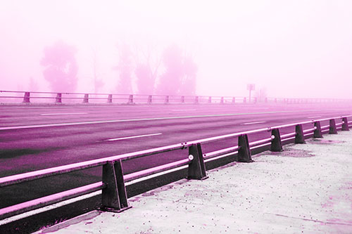 Fog Surrounds Deserted Sidewalk Roadway (Pink Tone Photo)
