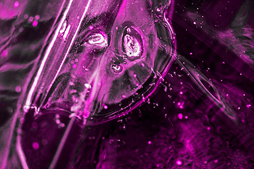 Frozen Unhappy Frowning Distorted River Ice Face (Pink Tone)