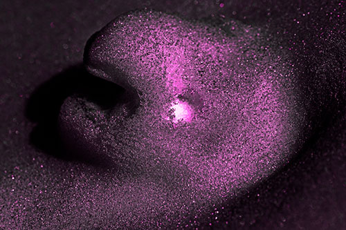 Glowing Eyed Snow Face Emerges Above Soil (Pink Tone)