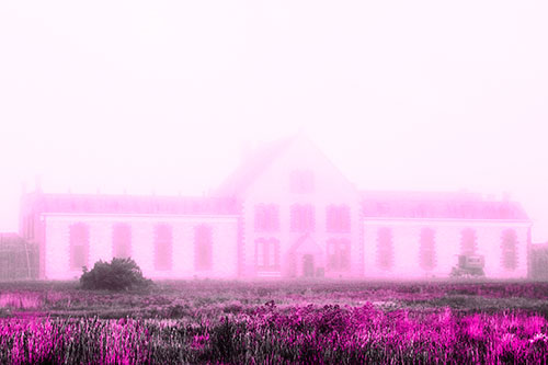 Heavy Fog Consumes State Penitentiary (Pink Tone Photo)