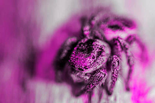 Jumping Spider Makes Eye Contact (Pink Tone Photo)