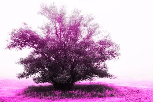 Lone Tree Standing Among Fog (Pink Tone Photo)