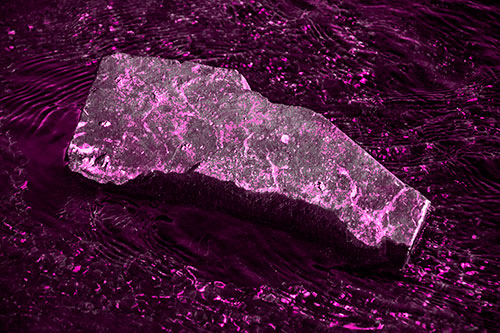 Massive Rock Atop Riverbed (Pink Tone Photo)