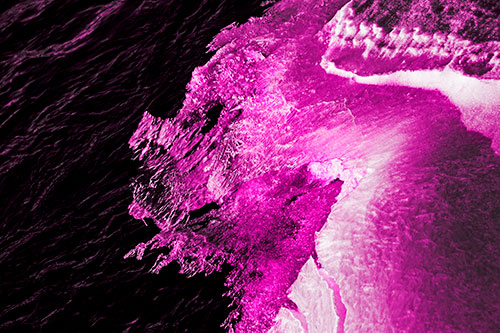 Melting Ice Face Creature Atop River Water (Pink Tone)