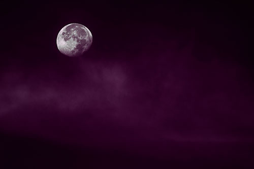 Moon Begins Descent Beyond Faint Mist Cloud (Pink Tone Photo)