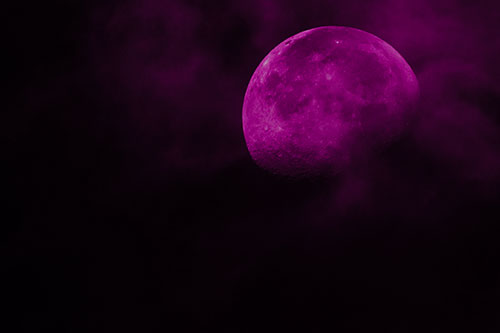 Moon Descending Among Faint Clouds (Pink Tone Photo)